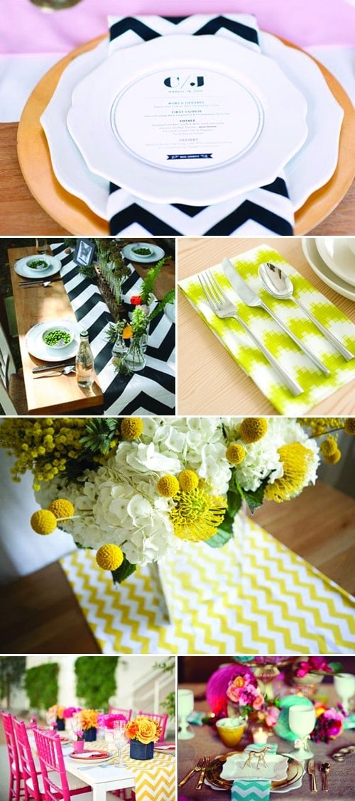 Chevron Party Table Decor and Decorations