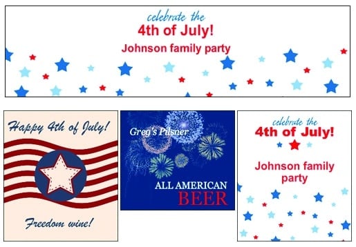 4th of July Patriotic Wine, Beer and Water Bottle Labels from Bottle Your Brand