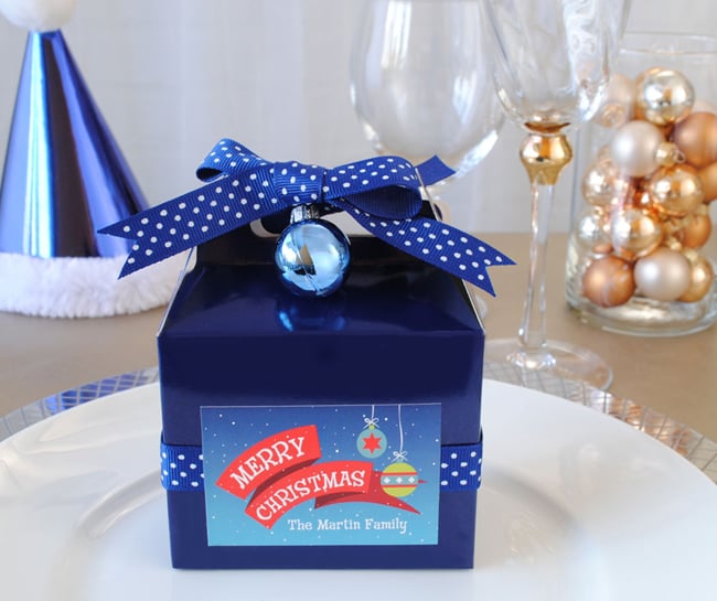 DIY Christmas Party Favors made with gable boxes we found at Target