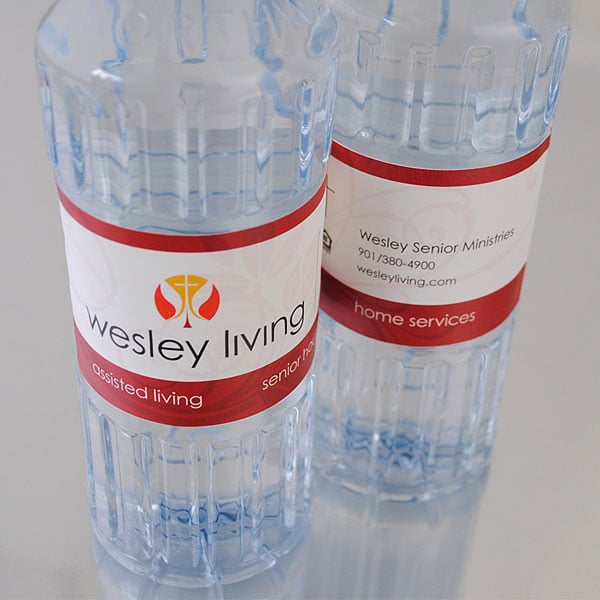 Promotional bottled water for trade shows should include all of your contact information.