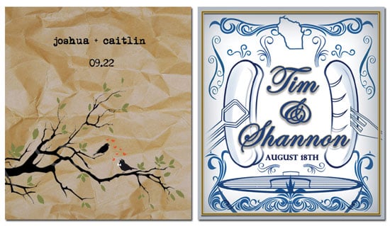 Two Wedding Wine Labels with Customer Created Graphics