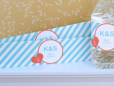 Water bottle labels for a wedding.