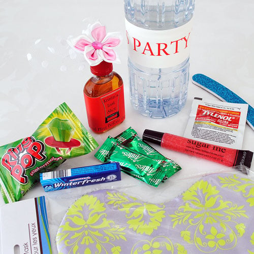 Contents of a bachelorette party survival kit.