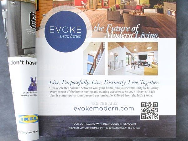 Example of QR code in an ad for real estate, found in a magazine.