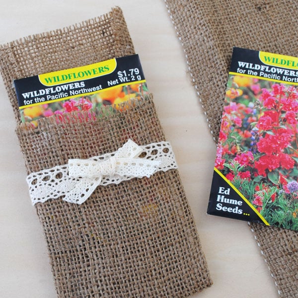 Put seed packets in your burlap envelope for party favors.