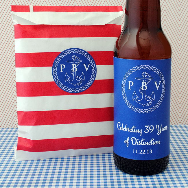 Nautical circle sticker and nautical beer label