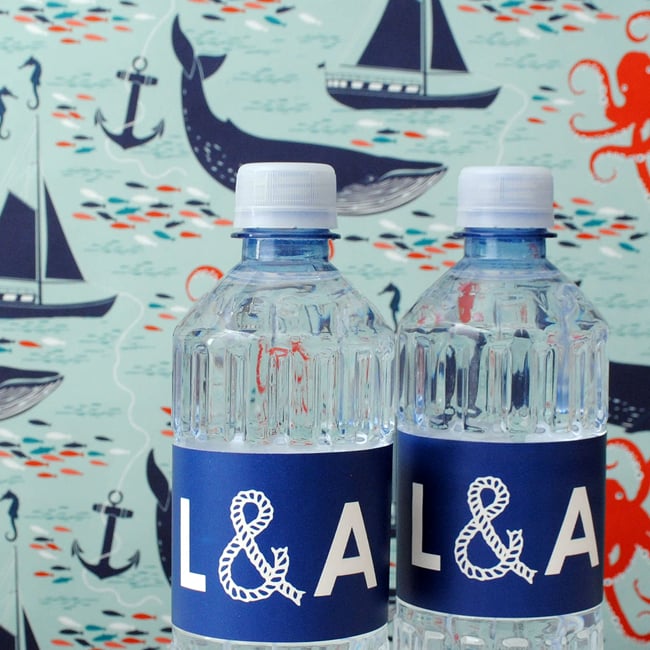 Nautical water bottle labels for party favors.