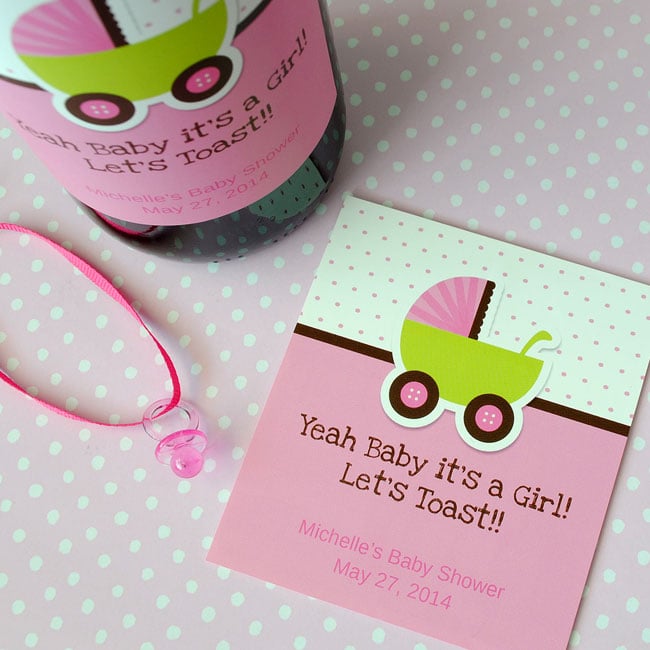 Custom wine label for a baby girl shower.