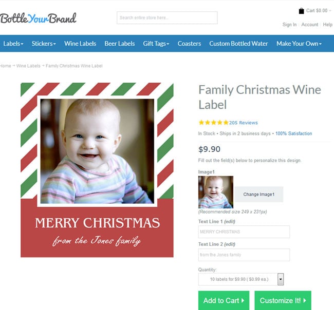 Make a holiday wine label with a photo