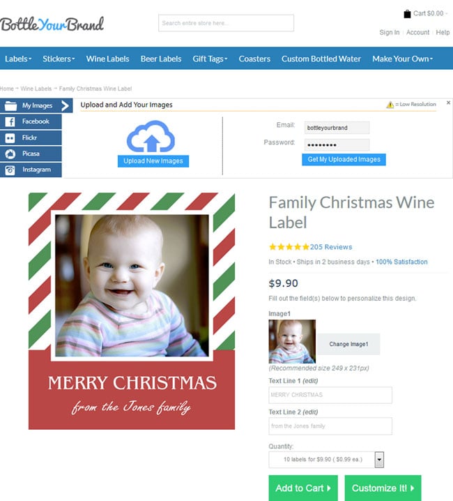Make a photo wine label for Christmas