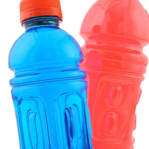 Sports drink bottle close up