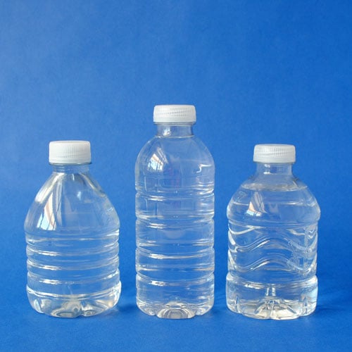 Eight ounce water bottles without labels