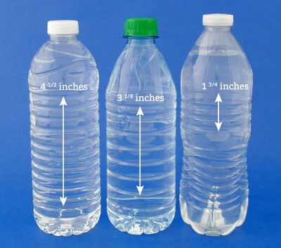 Water bottles showing label area