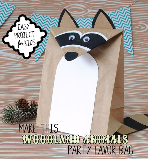Woodland Animals Party Ideas with Free DIY Raccoon Favor Bag Template