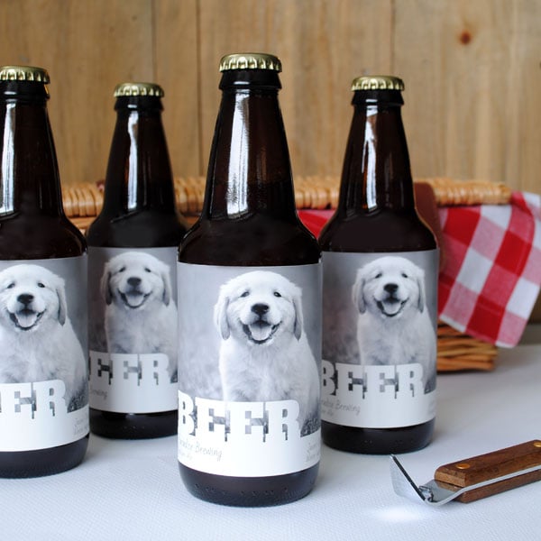 Beer labels with a puppy photo