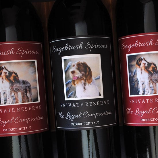 Custom wine label with photo of dogs