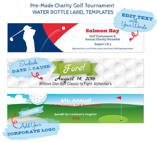 Charity Golf Tourament Water Bottle Label Templates
