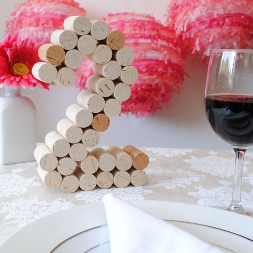 Table number made of wine corks