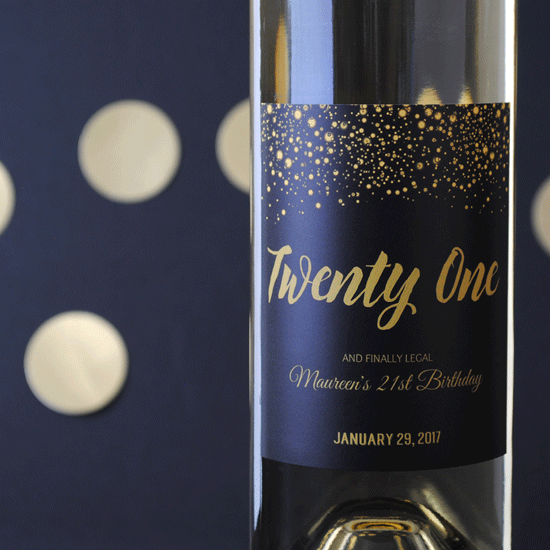 Wine label for a 21st birthday celebration