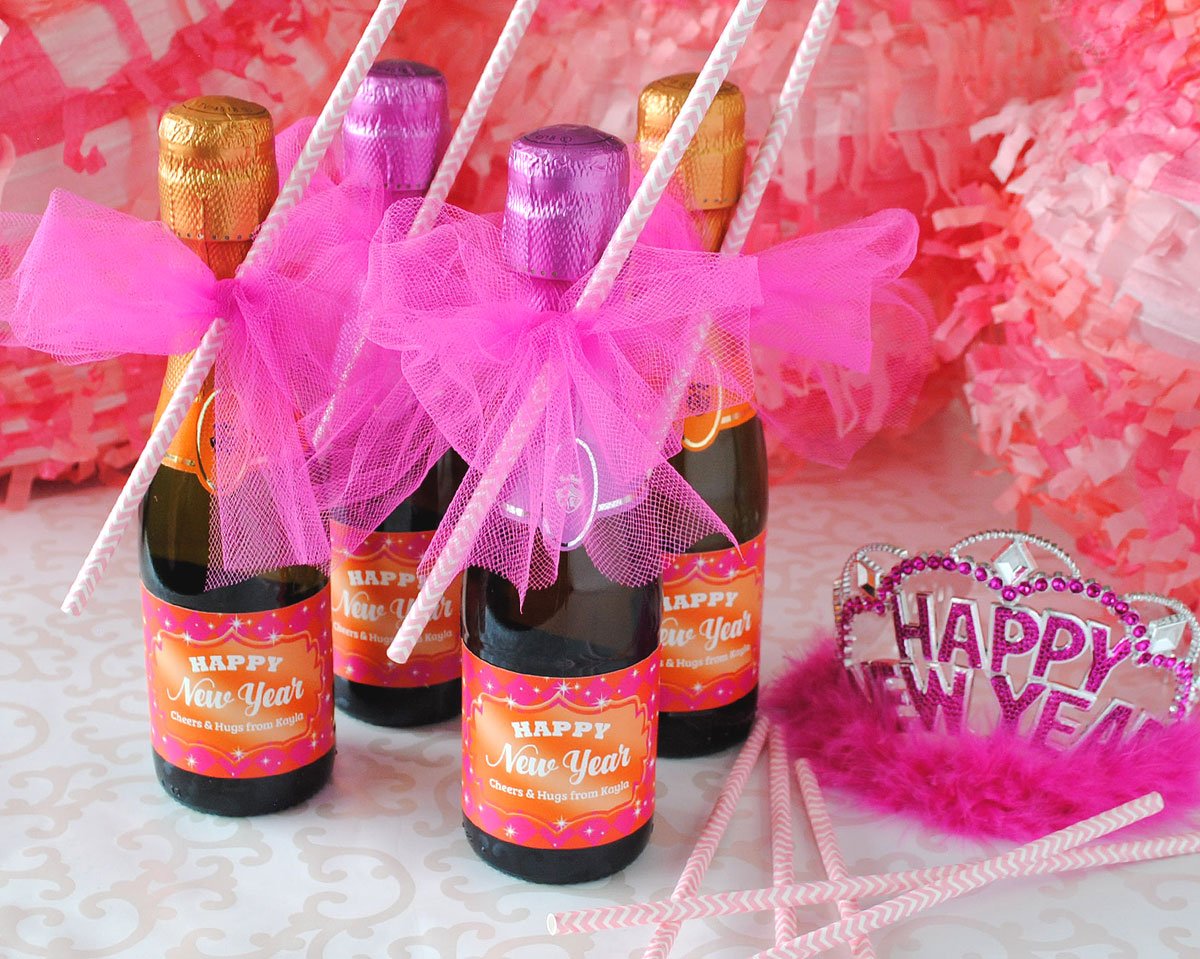 New Year's Eve party favor inspiration. Mini Champagne bottles personalize with your label.