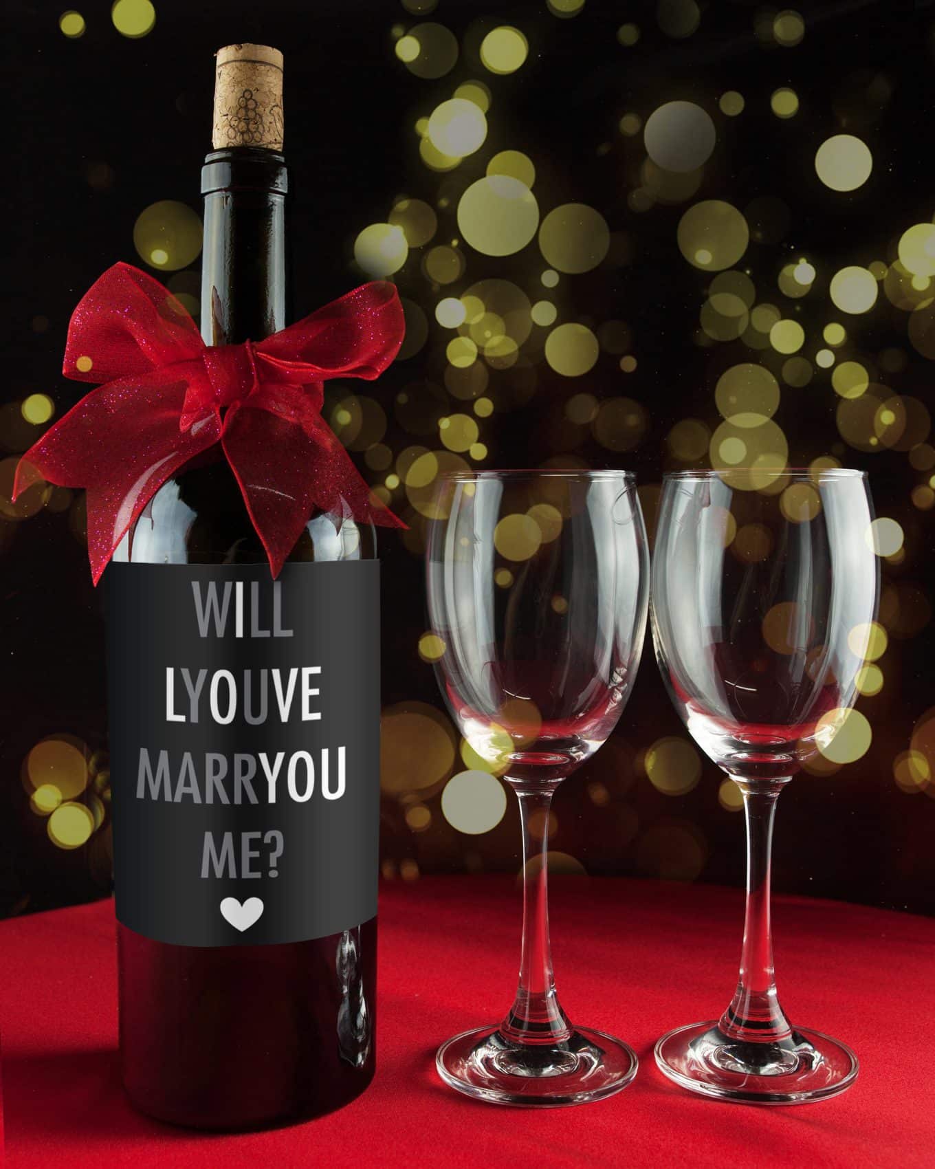 Will You Marry Me? I love you wine label. Surprise her with this custom wine label on a bottle of wine.