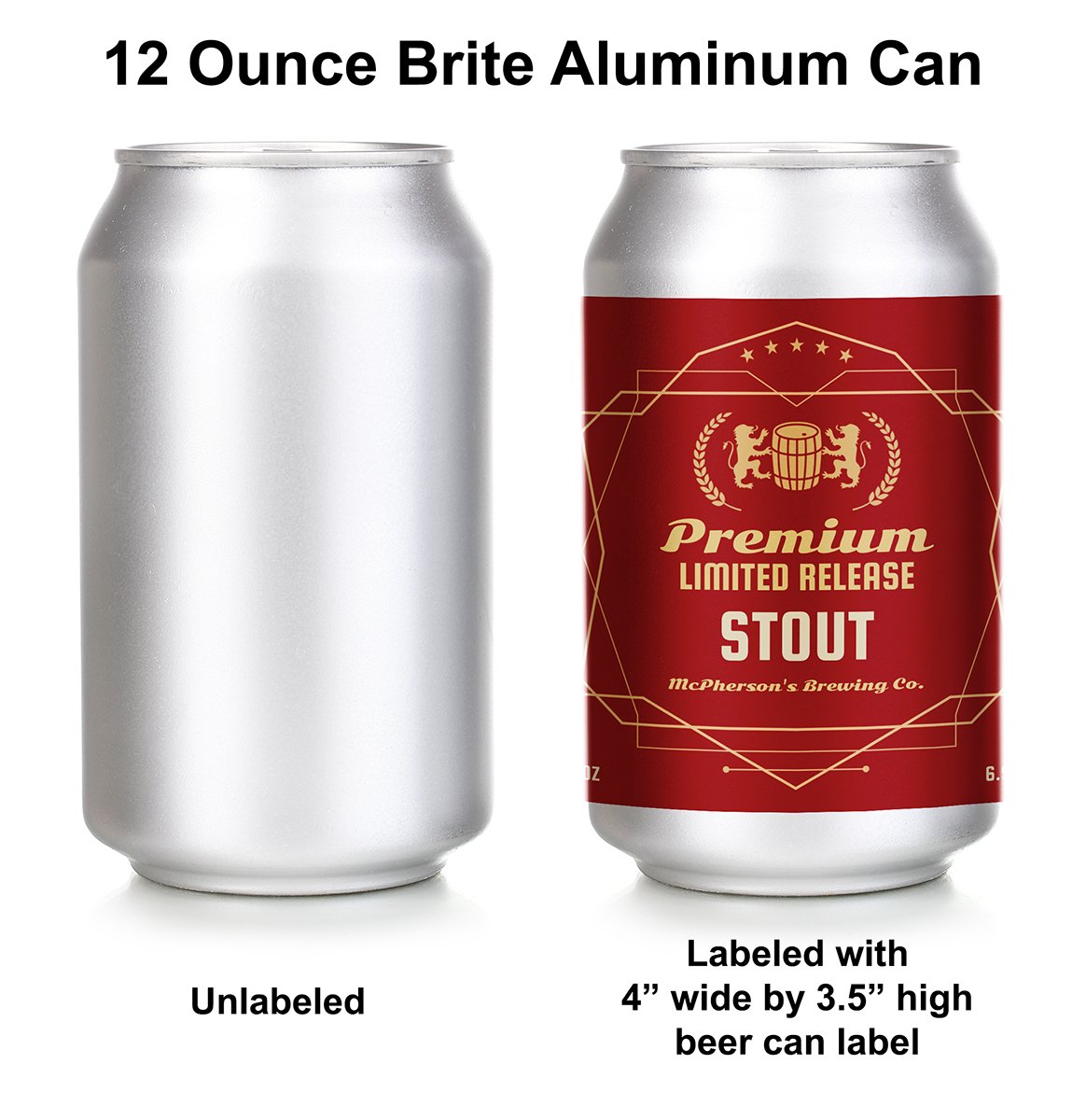 Custom beer can labels for 12 ounce cans.