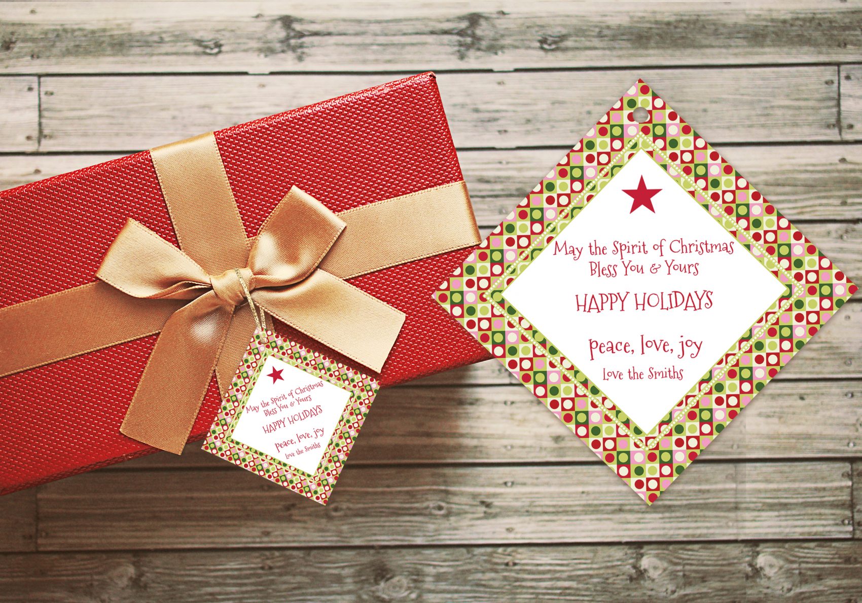 Hang tag with a custom greeting can replace expensive greeting cards.