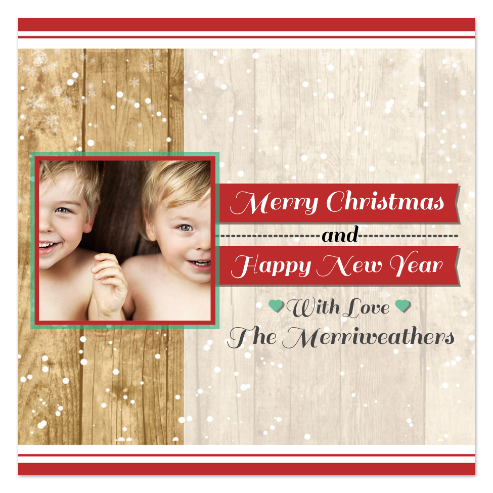 Holiday sticker with photo. Customize online with holiday style fonts.