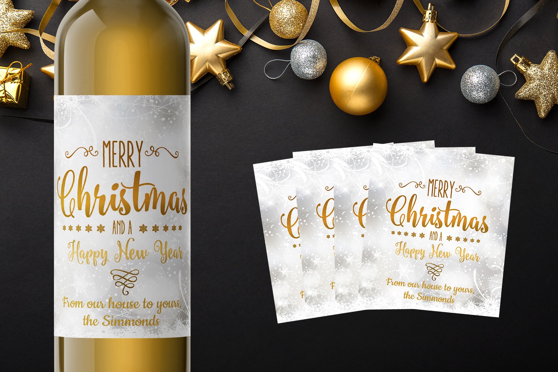 Holiday Wine Labels to Make Now for Gifts, Parties, & Festive Tablescapes