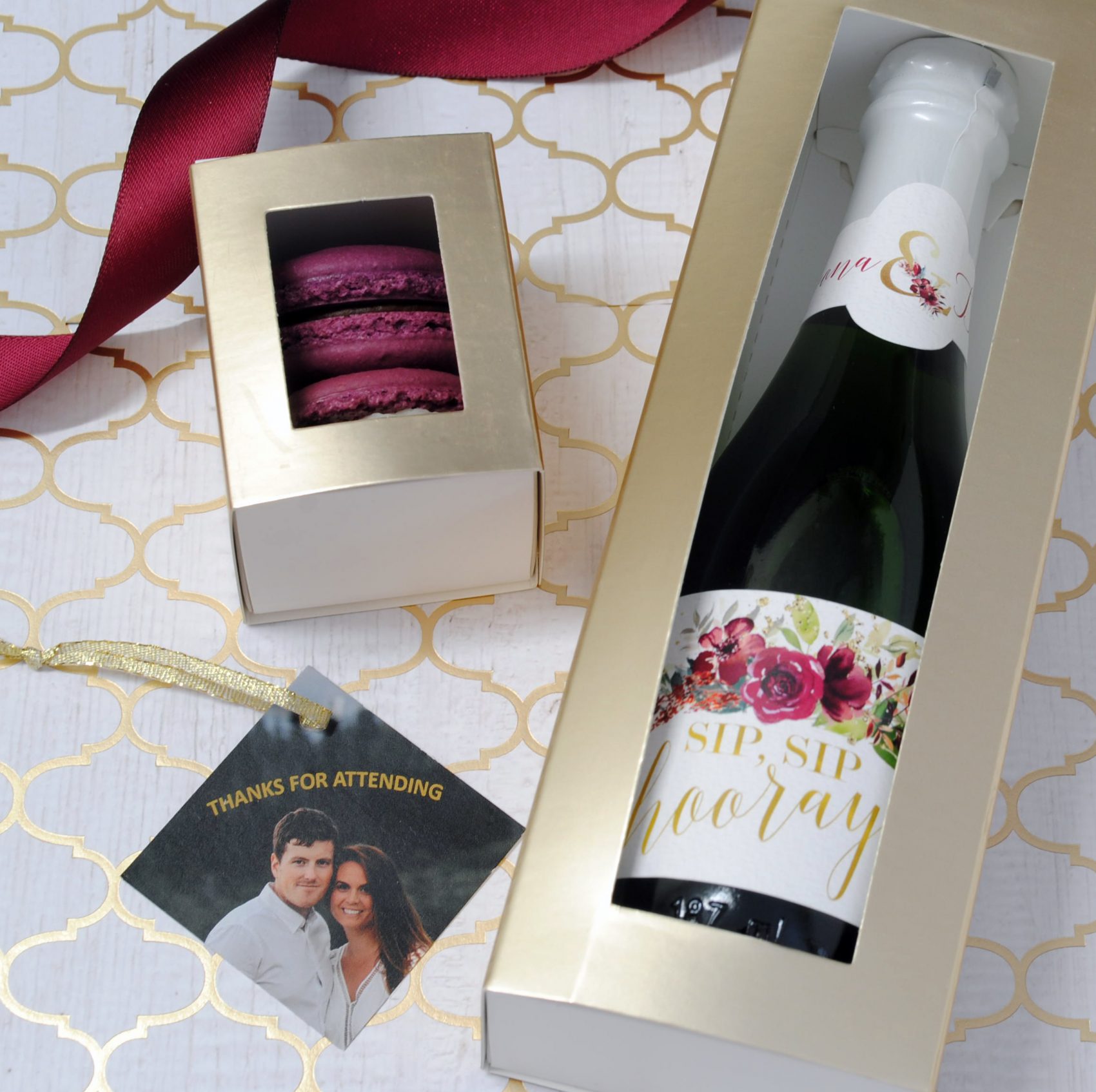 12 DAMASK Personalized GLOSSY Champagne/Wine Bottle labels 4Wedding/party favors 