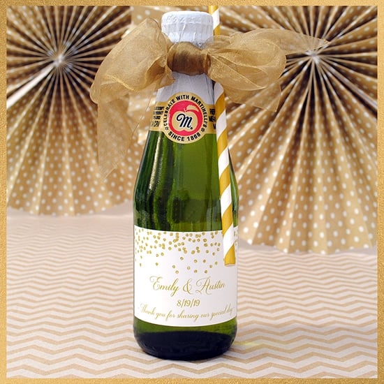 Party drinks with custom labels made from Martinelli's mini cider bottles.