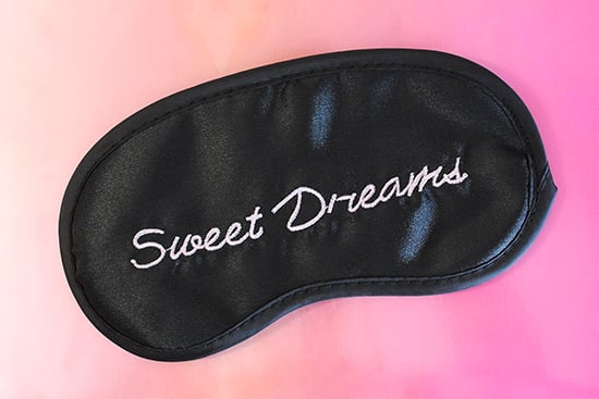 Sleep mask with a sweet message for your bride tribe hangover recovery kit.