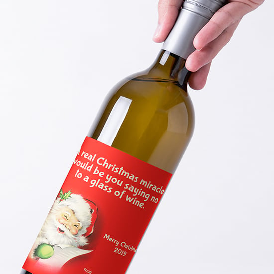 Funny holiday wine labels make great gifts.