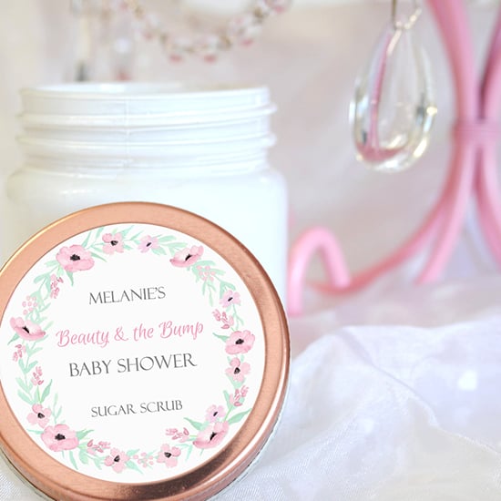 Beauty and the Bump personalized sticker for baby shower favors. Make yours online.