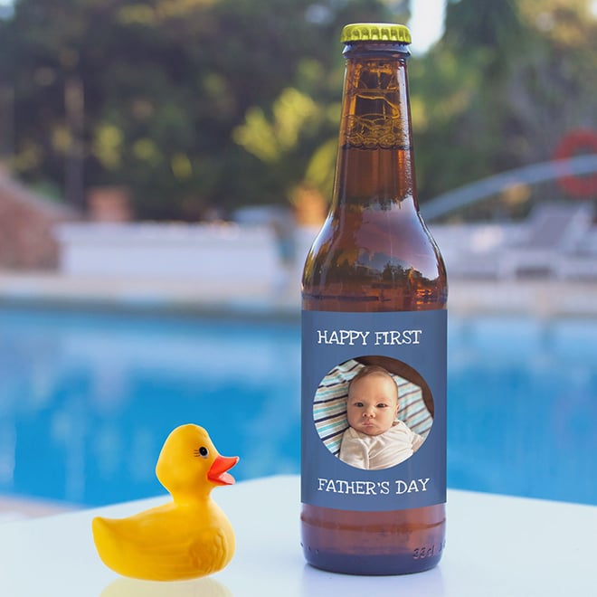 First Father's day gift idea; personalized beer labels with baby photo.