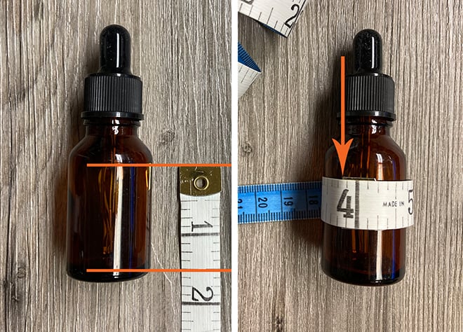 How to measure a dropper bottle for a custom sticker.