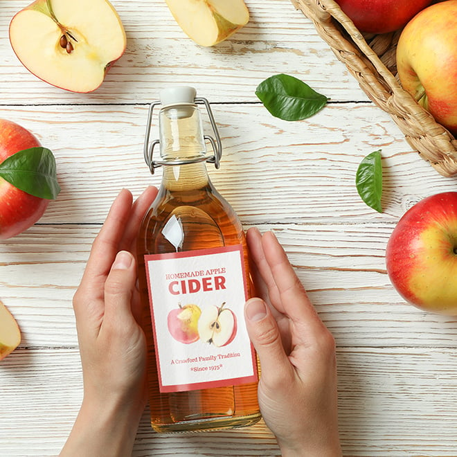 Hand label your cider for gifts with personalized cider labels.