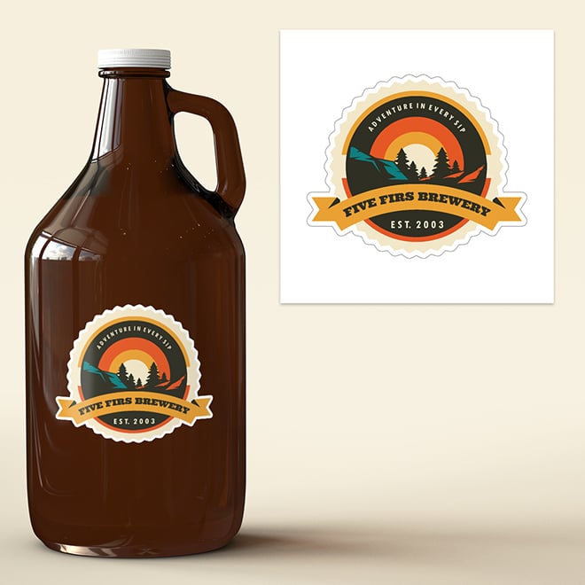 Logo die cut stickers are perfect for growlers and brewery items. Upload your logo to make one online.