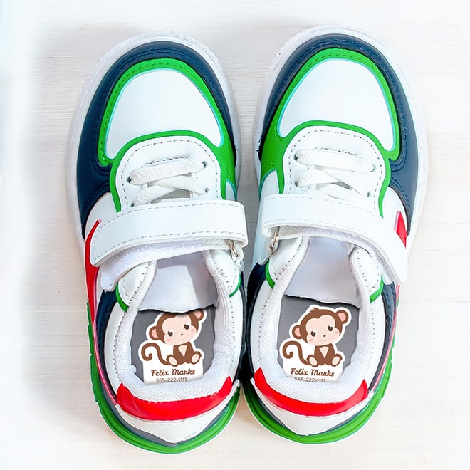 Name stickers durable enough for kids shoes.