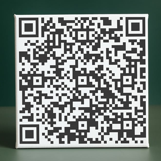 A canvas printed QR code. Make a custom QR print for your business.