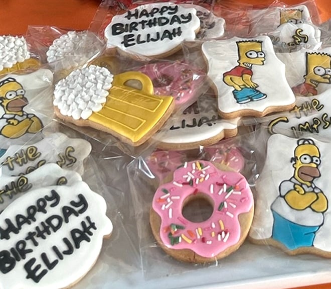 Custom cookies for a Simpsons themed birthday party.