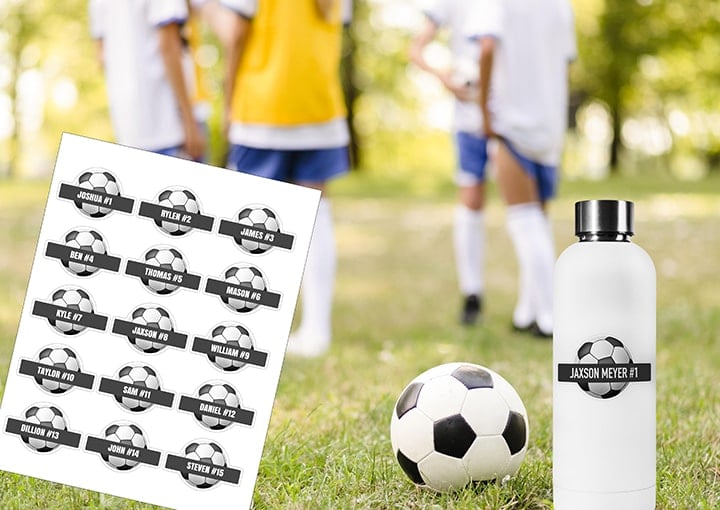 Team Stickers On A Sheet – Print One Water Bottle Sticker Per Kid