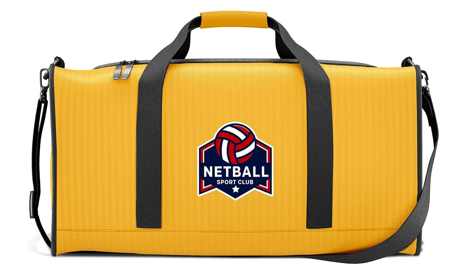 duffle bag with sports team sticker
