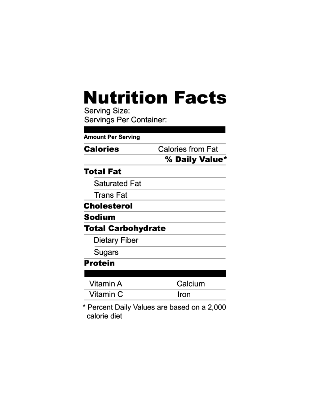 Nutrition Facts Food Label With Blank Food Label Template