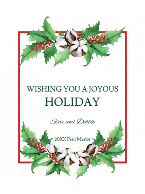 Watercolor Christmas Holly & Berries Cider Labels