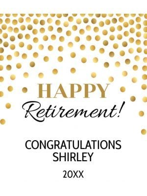 Happy Retirement Gold Confetti Wine Label