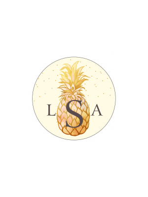 Pineapple Monogram Circle Sticker
