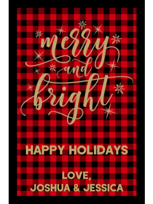Merry and Bright Buffalo Plaid Large Wine Label