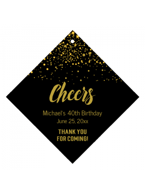 Cheers Gold Glitter Wine Hang Tags