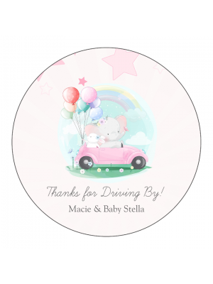 Drive-By Baby Shower for Girl Circle Sticker